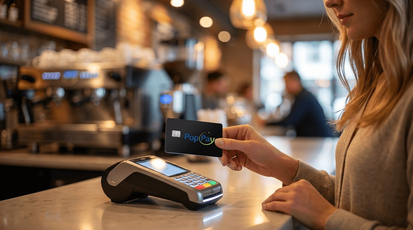 Person paying with card